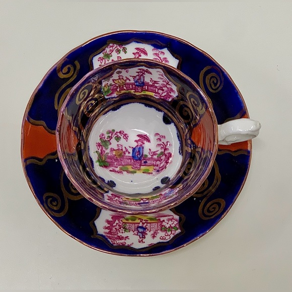 19th Century Antique Gaudy Welsh CHINOISSERIE Pattern Cup & Saucer Tea Set - Picture 10 of 15
